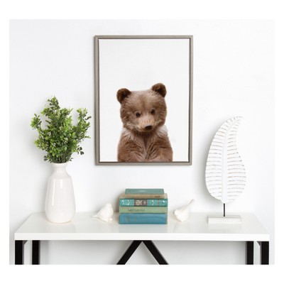 Baby Bear Animal Print Framed Canvas Wall Art