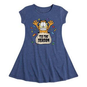 Girls' - Garfield - Tis The Season Fit & Flair Cap Sleeve Dress - 1 of 3