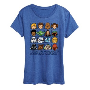 Women's - Star Wars - Yoda and Friends Face Grid Short Sleeve Graphic T-Shirt - 1 of 4