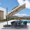 PURPLE LEAF Outdoor Cantilever Umbrella with Base Large Patio Umbrella Windproof Heavy Duty Hanging Offset Umbrella for Garden Outdoor Pool - 2 of 4