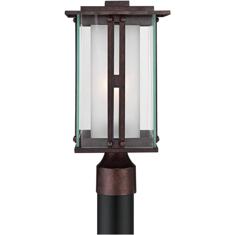 Franklin Iron Works Fallbrook Modern Industrial Post Light Bronze 15 3/4" Clear Frosted Double Glass for Exterior Barn Deck House Porch Yard Patio, 1 of 7