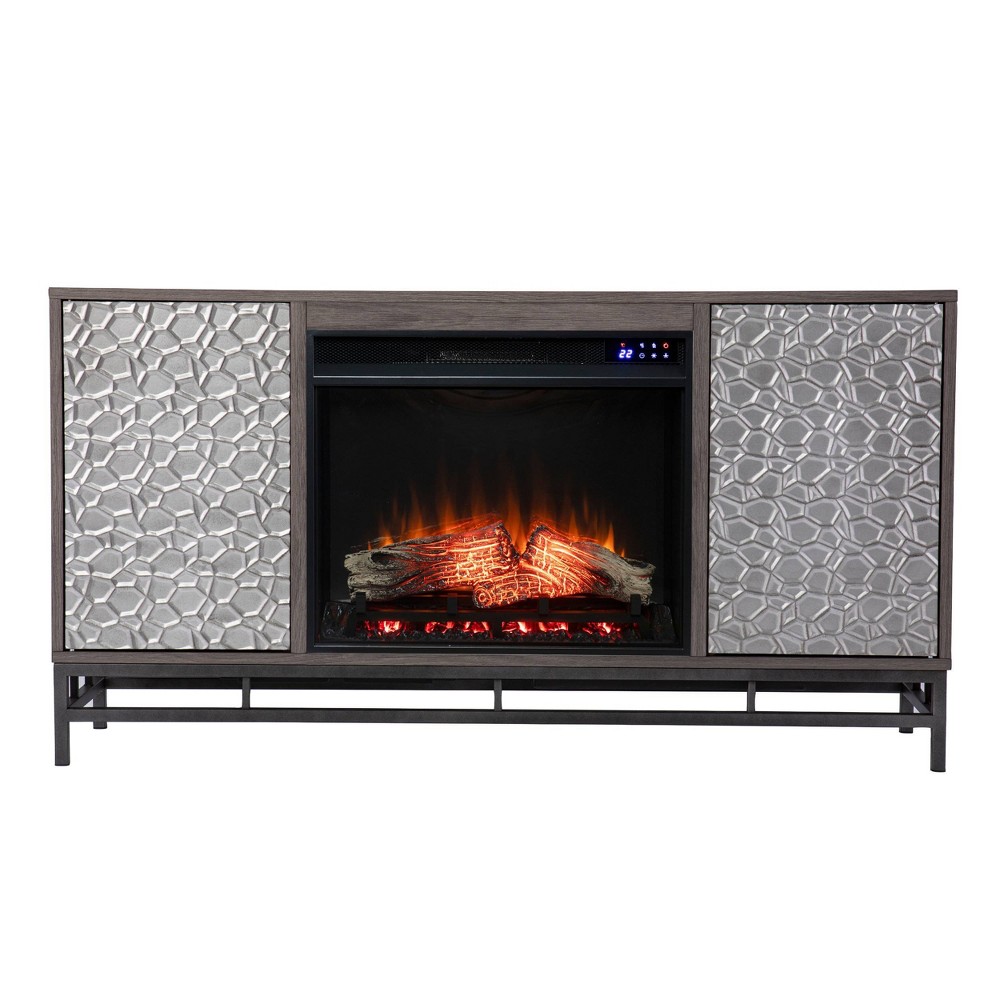 Photos - Mount/Stand Dernal Electric Touch Panel Fireplace with Media Storage Gray - Aiden Lane