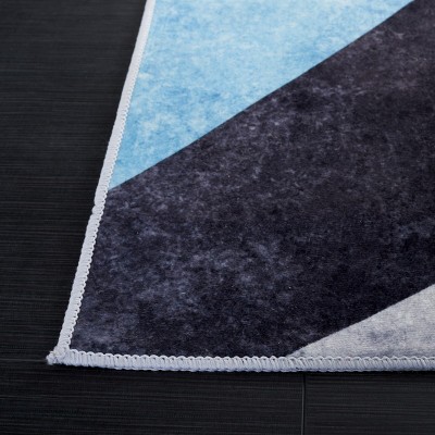 Tacoma Gray and Turquoise Abstract Washable Rug