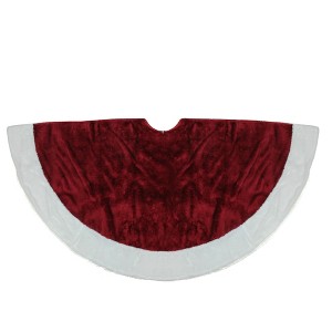 Northlight 48" White and Burgundy Plush Christmas Tree Skirt - 1 of 3