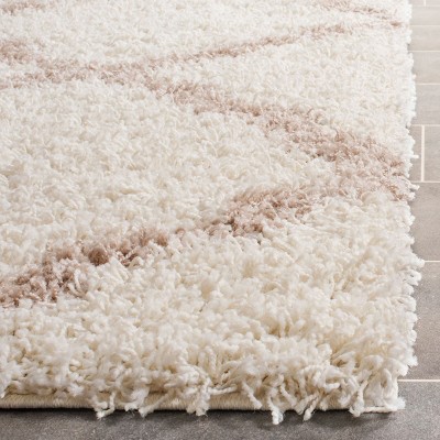Ivory & Beige Luxe Shag 8' x 10' Hand-knotted Synthetic Rug