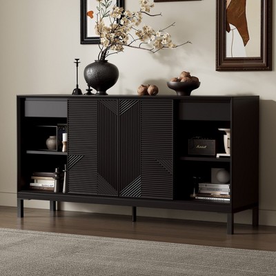 Bella Depot Geometric Accent Cabinet with Four Sliding Doors