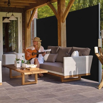 Black Polyester Motorized Retractable Side Awning