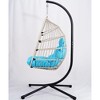DOMETOUR Outdoor Egg Hanging Chair with Stand, Patio Wicker Swing Egg Chair Indoor Swinging Chair Outdoor Hammock Egg Chair BLUE - 3 of 4