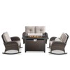 5 Piece Outdoor Patio Furniture Set with 50000BTU Propane Fire Pit Table, Deep Seating Wicker Rocker Chairs and Loveseat Glider Patio Conversation Set - 2 of 4