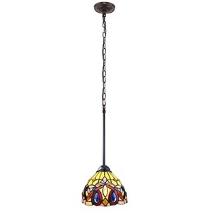 Chloe Lighting Serenity Victorian Tiffany-Style Dark Bronze 1 Light Mini-Pendant 8" Wide - 1 of 4