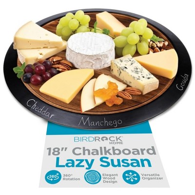 BIRDROCK HOME 18" Chalkboard Lazy Susan - Rotating Organizer for Kitchen, Pantry, Cabinet, Bathroom - Wooden Turntable Spice Rack & Storage - Large