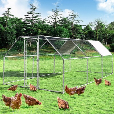 Costway Large Walk In Chicken Coop Run House Shade Cage 9.5' x 19' with Roof Cover