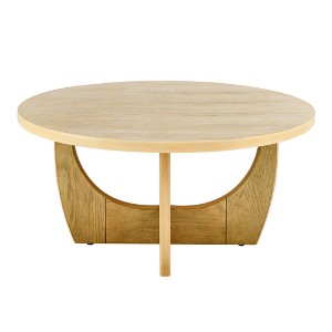 36" Round Coffee Table, Wooden Cocktail Table, Farmhouse Center Sofa Side Table, Circular Tea Table for Small Spaces Living Room Office - 1 of 4