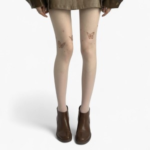 Anna-Kaci Women's Sheer Butterfly Print Tights with Subtle Sparkle Star Accents and Stretch Fit - 1 of 4