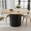 PexFix 52" Wood Round Dining Table Kitchen Table for 4-6 with Arc-Shaped Edge Top & Cylindrical Pedestal for Living/Dining Room Coffee Office Natural - 3 of 4
