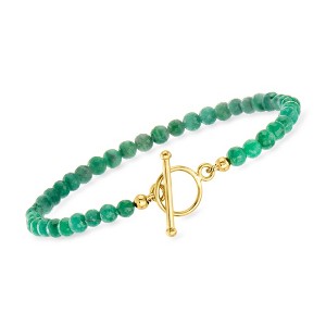 Ross-Simons 9.50 ct. t.w. Emerald Bead Charm-Compatible Toggle Bracelet in 18kt Gold Over Sterling - 1 of 3