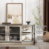 TV with Storage Cabinet and Mesh Doors, Wood Rustic TV Console, 2 Tier TV Table for Living Room Bedroom Office, Media Cabinet - 2 of 4