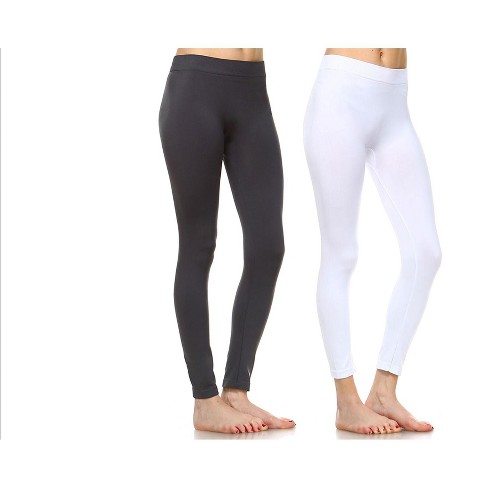 Women's Pack Of 2 Solid Leggings Charcoal, White One Size Fits Most Plus -  White Mark : Target