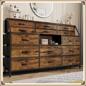 Jojoka 14 Drawer Dresser for Bedroom with Shelves & Side Pocket, Fabric Storage Organizer with Wood Top & Metal Frame, 55" Wide - 1 of 4