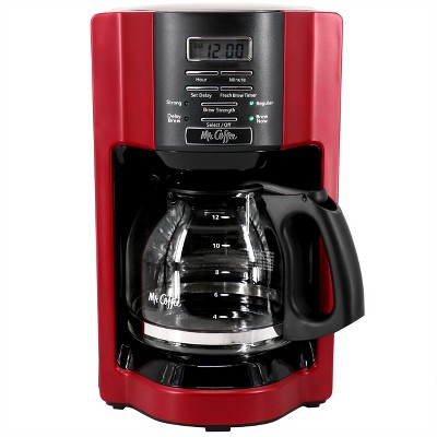 Mr. Coffee 12-Cup Programmable Coffeemaker, Rapid Brew, Red – R