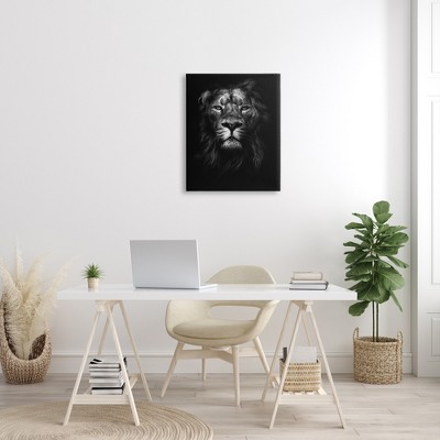 King of the Jungle Black and White Lion Canvas Print, 24 x 30