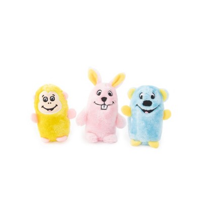 ZippyPaws Squeakie Buddies - No Stuffing Dog Toys for Small & Medium Dogs, Unstuffed Chew Toy, Soft Plush Puppy Products - Pack of 3
