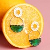 SOHI Women's Green  Dented Stone Circular Drop Earrings - 2 of 3