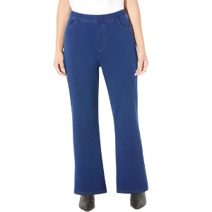 Catherines Women's Plus Size The Wide Leg Knit Jean - 1 of 4