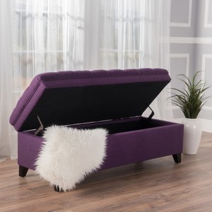 TiramisuBest Storage Ottoman Bench - Purple Fabric Entryway Bench, 50.0"L x 20.5"W x 18.25"H - 1 of 4
