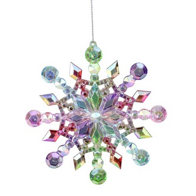Kurt S. Adler 5” Rainbow Iridescent Snowflake Christmas Ornament - Vibrantly Colored