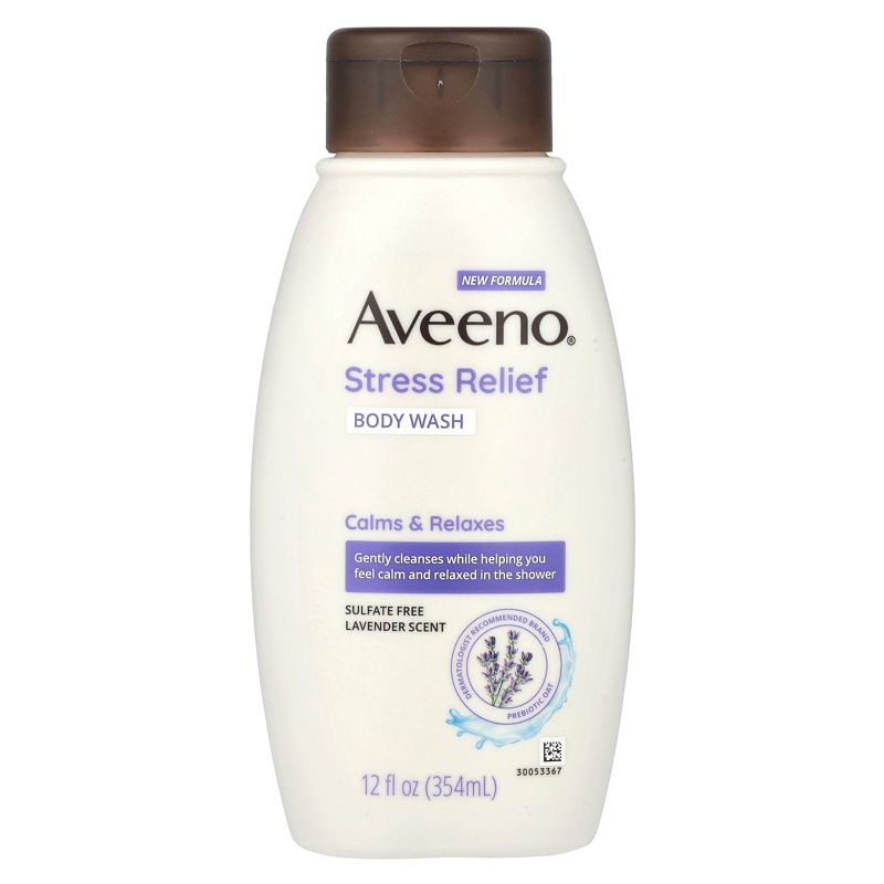 Aveeno Stress Relief Body Wash, Lavender, 12 fl oz (354 ml), 1 of 3