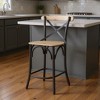 HomeRoots 26" Natural and Gray Solid Wood and Iron Counter Height Bar Chair - 2 of 4