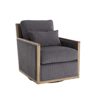 GDFStudio Tim Modern Corduroy Upholstered 360° Swivel Accent Chair with Two Pillows - 1 of 4