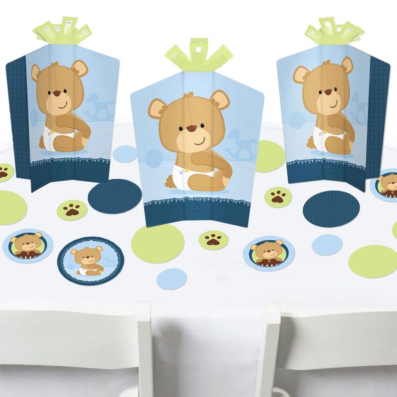 Big Dot of Happiness Baby Boy Teddy Bear - Baby Shower Decor and Confetti - Terrific Table Centerpiece Kit - Set of 30, 1 of 9