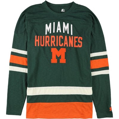 STARTER Mens Miami Hurricanes Graphic T-Shirt, Green, Large