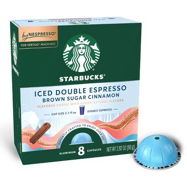 Starbucks by Nespresso Vertuo Line Iced Brown Sugar Cinnamon Light Roast Double Shot Coffee Pods - 8ct