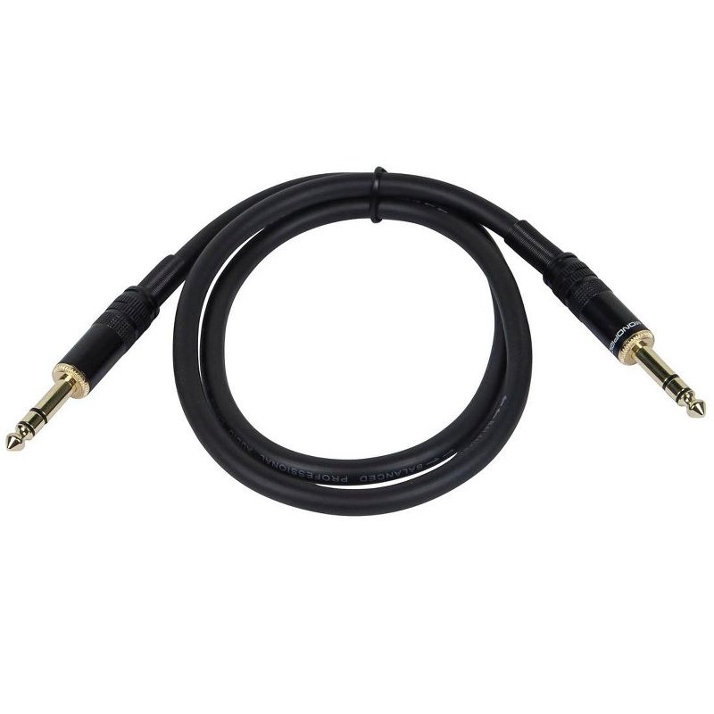 Monoprice Premier Series 1/4 Inch (TRS) Male to Male Cable Cord - 3 Feet - Black | 16AWG (Gold Plated), 1 of 4