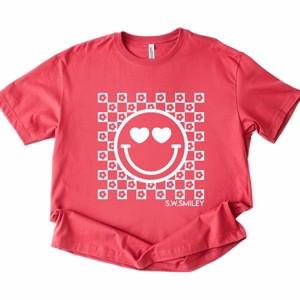 Simply Sage Market S.W.Smiley Checkered Floral Outline Heavyweight Tee - 1 of 4