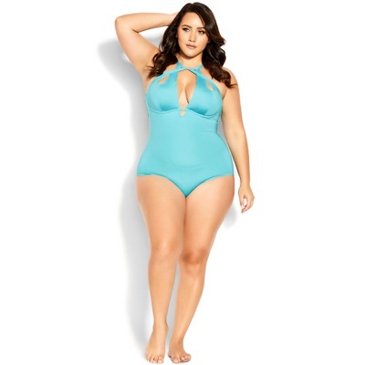 Women's Plus Size Cancun Underwire 1 Piece - ocean blue | CITY CHIC