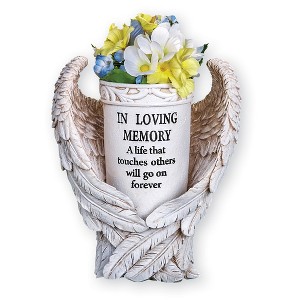 Collections Etc Angel Wings Memorial Vase Garden Stake 7.75 X 4 X 16.25 Off-White - 1 of 2