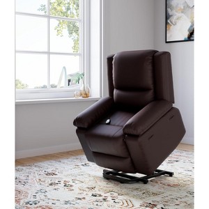 Electric Recliner Sofa with Massage & Heat - PU Leather Lift Chair - Thick Cushions & Armrests - for Elderly & Mobility Aid - 1 of 4