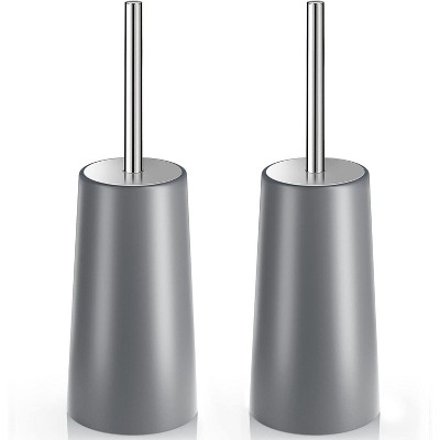 2-Pack Toilet Brush and Holder, Toilet Bowl Brush with 304 Stainless Steel Long Handle for Bathroom Cleaning