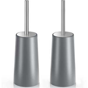 2-Pack Toilet Brush and Holder, Toilet Bowl Brush with 304 Stainless Steel Long Handle for Bathroom Cleaning - 1 of 4