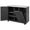 Whisen 78.3" Outdoor Kitchen Island, Wooden Grill Cart, Outdoor Bar Cart, Folding Grill Table with Stainless Steel Top - 4 of 4