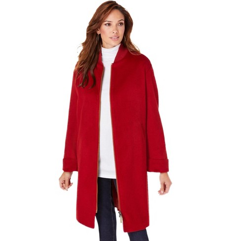 Roaman's Women's Plus Size Long Wool-Blend Coat Winter Classic 