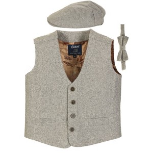 Gioberti Boy's 3pc Tweed Vest with Matching Cap and Bow Tie - 1 of 4