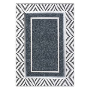 Washable Modern Bordered Rug Non Slip Low Pile Rug Soft Throw Floor Cover Foldable Indoor Carpet for Living Room Bedroom Playroom Nursery - 1 of 4