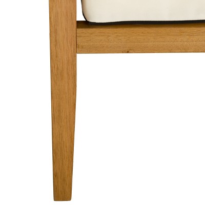 Nunzio Natural Teak Wood 4-Piece Outdoor Set with White Cushions