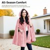 Catalonia Womens Oversized Plush Fleece Wearable Blanket Hooded Wrap Sweater with Hand Pockets, Open Front No Sleeve Cape Shawls, Cozy Gift for Woman - 3 of 4