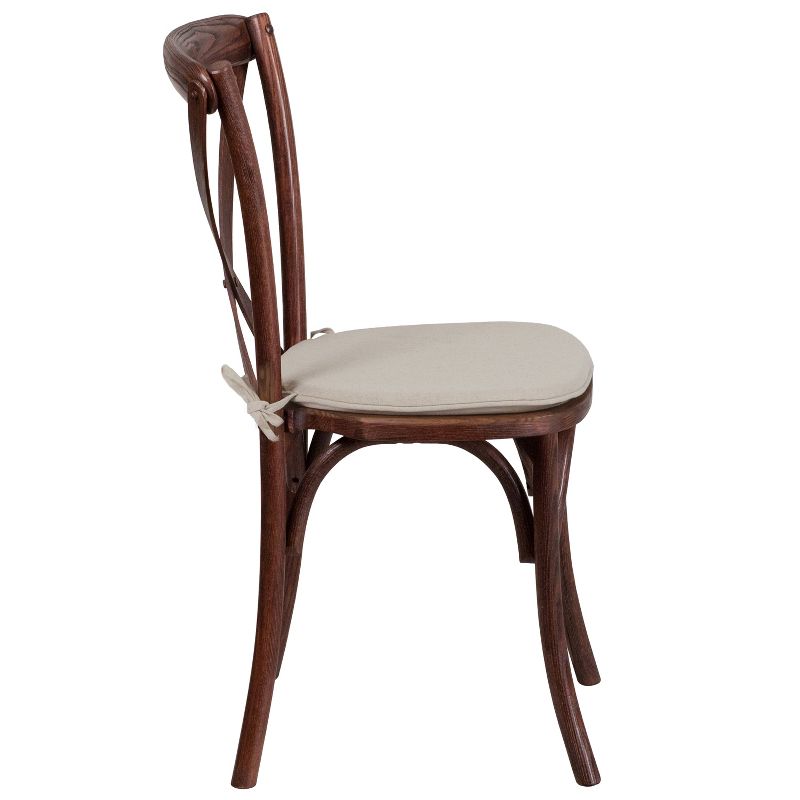 Merrick Lane Stackable Wooden Cross Back Bistro Dining Chair with Cushion, 6 of 8